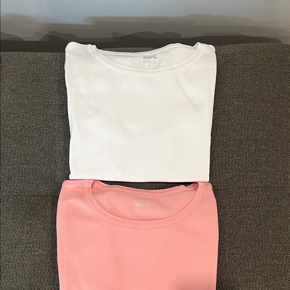 J. Crew White and Pink Short Sleeve Tees
